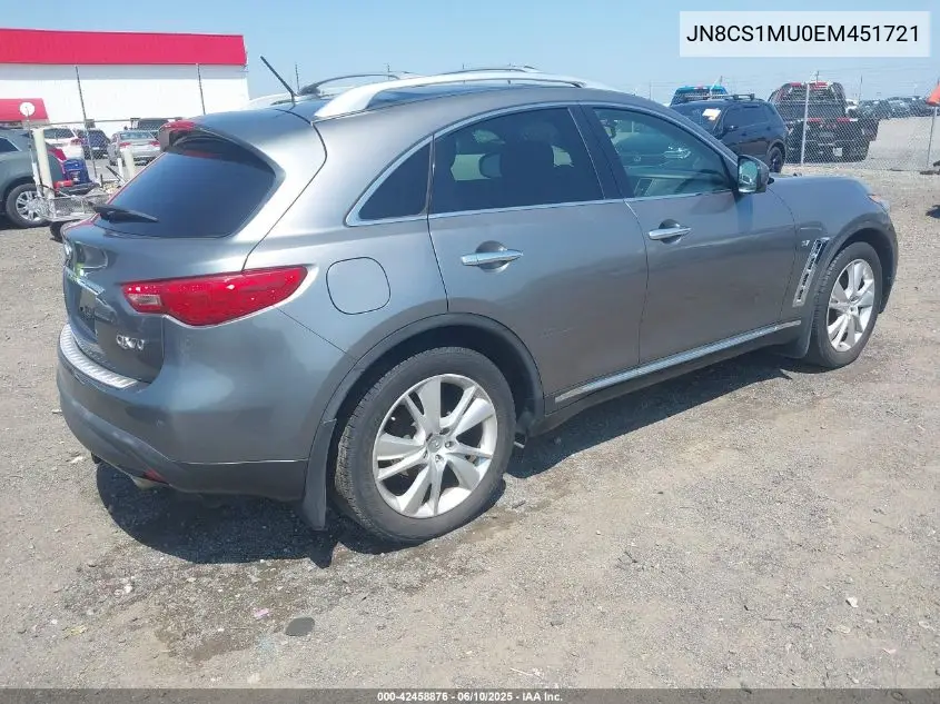 2014 Infiniti Qx70 VIN: JN8CS1MU0EM451721 Lot: 42458876