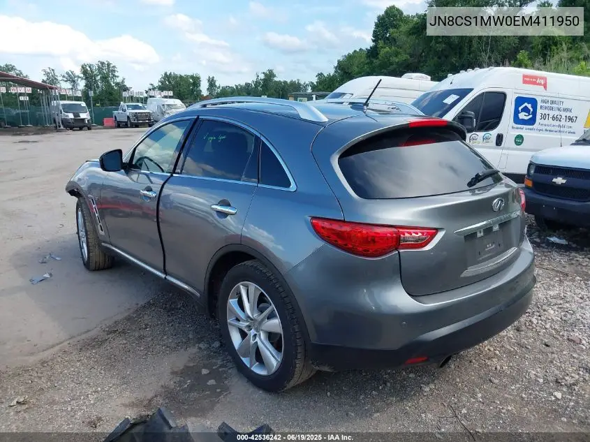 2014 Infiniti Qx70 VIN: JN8CS1MW0EM411950 Lot: 42536242