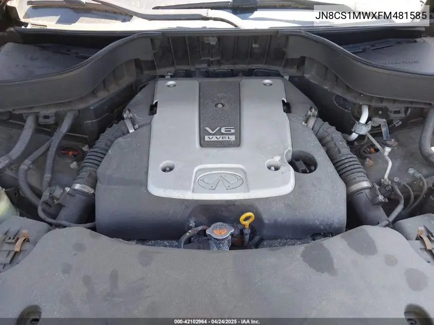 2015 Infiniti Qx70 VIN: JN8CS1MWXFM481585 Lot: 42102964