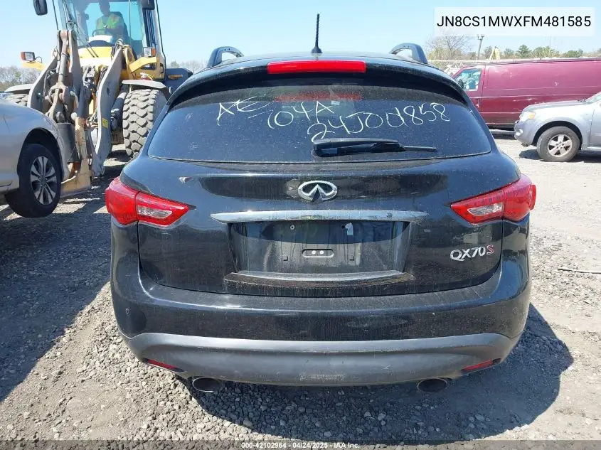 2015 Infiniti Qx70 VIN: JN8CS1MWXFM481585 Lot: 42102964