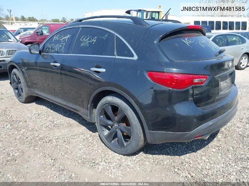 2015 Infiniti Qx70 VIN: JN8CS1MWXFM481585 Lot: 42102964