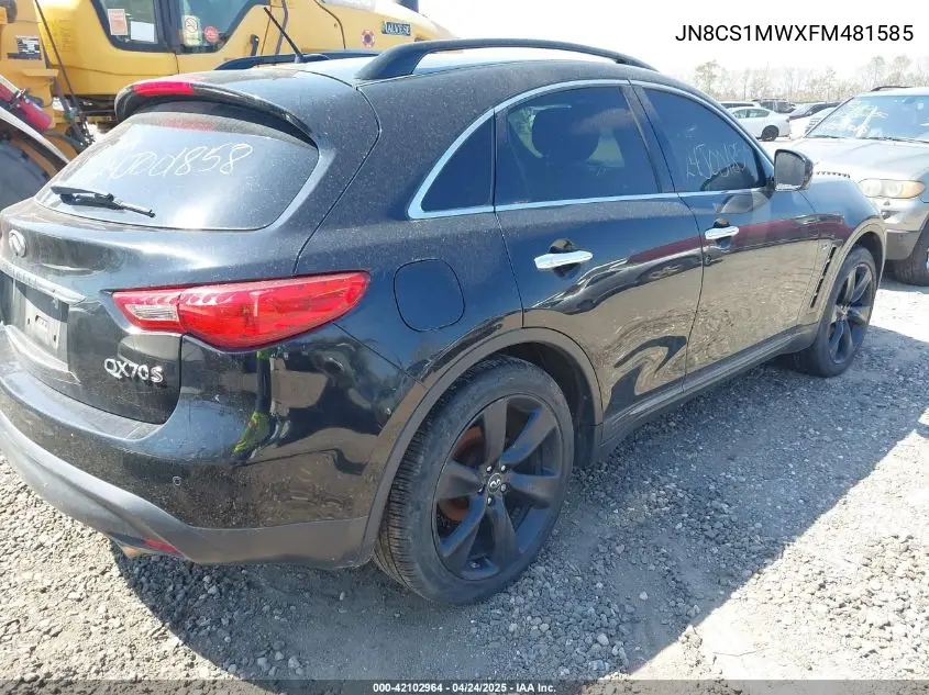 2015 Infiniti Qx70 VIN: JN8CS1MWXFM481585 Lot: 42102964