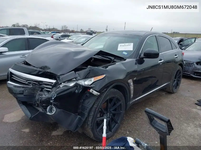 2016 Infiniti Qx70 VIN: JN8CS1MU8GM672048 Lot: 41625197