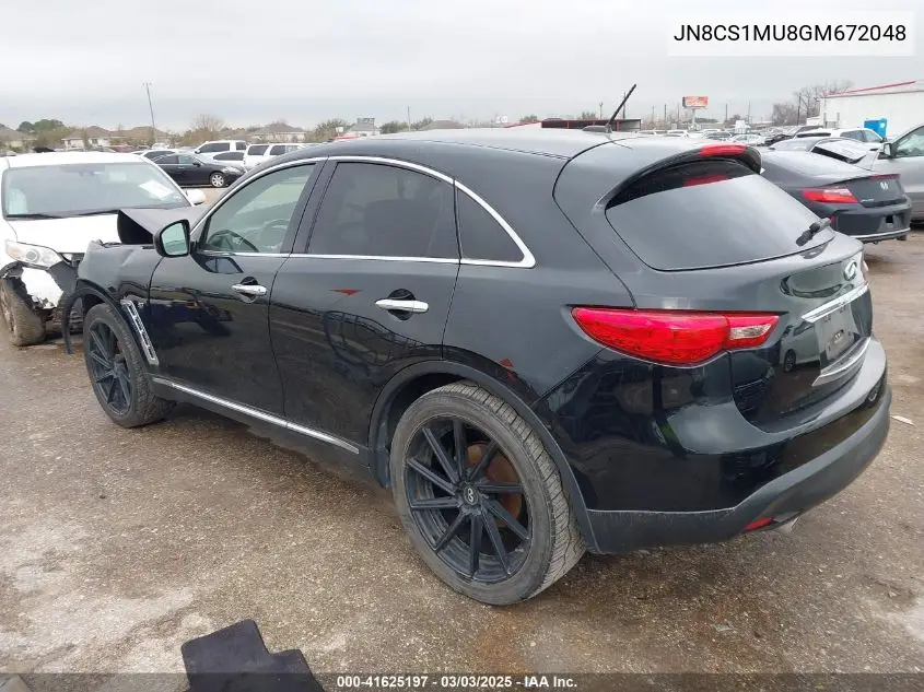 2016 Infiniti Qx70 VIN: JN8CS1MU8GM672048 Lot: 41625197