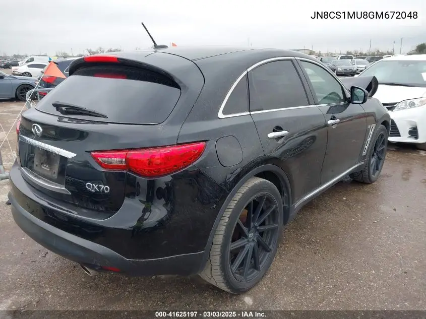 2016 Infiniti Qx70 VIN: JN8CS1MU8GM672048 Lot: 41625197