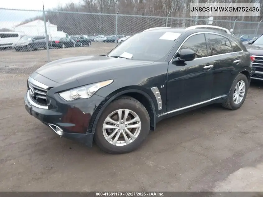 2016 Infiniti Qx70 VIN: JN8CS1MWXGM752436 Lot: 41681170