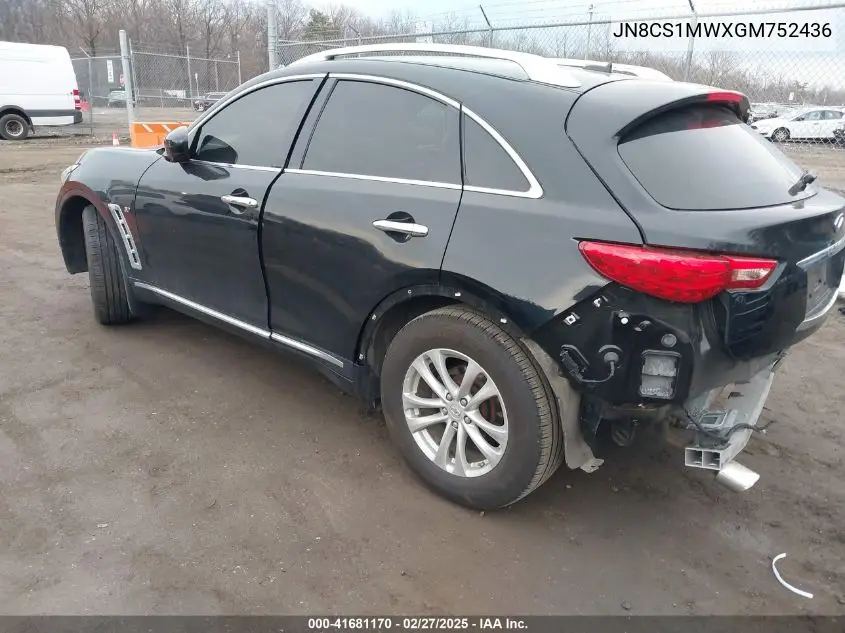 2016 Infiniti Qx70 VIN: JN8CS1MWXGM752436 Lot: 41681170