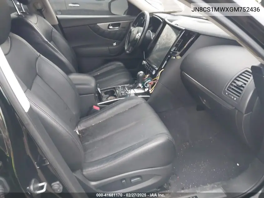 2016 Infiniti Qx70 VIN: JN8CS1MWXGM752436 Lot: 41681170