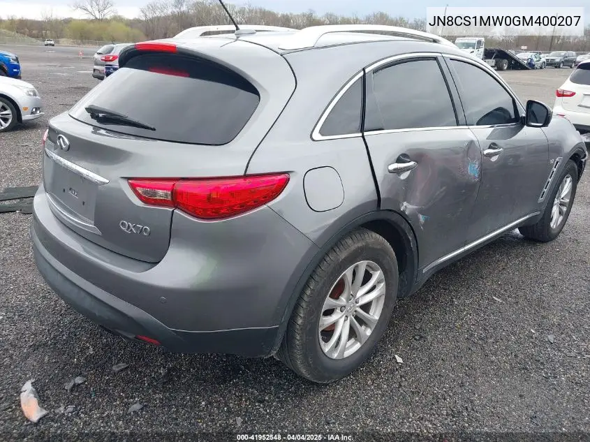 2016 Infiniti Qx70 VIN: JN8CS1MW0GM400207 Lot: 41952548