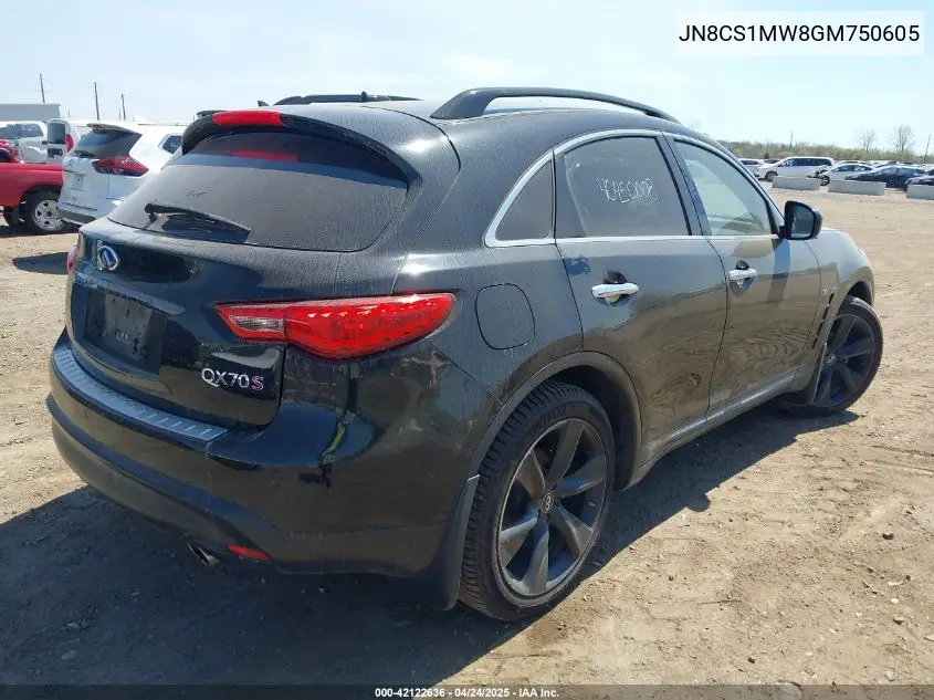 2016 Infiniti Qx70 VIN: JN8CS1MW8GM750605 Lot: 42122636