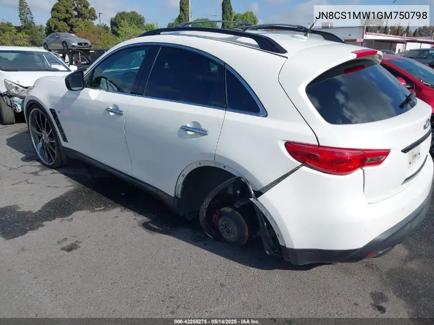 2016 Infiniti Qx70 VIN: JN8CS1MW1GM750798 Lot: 42255275