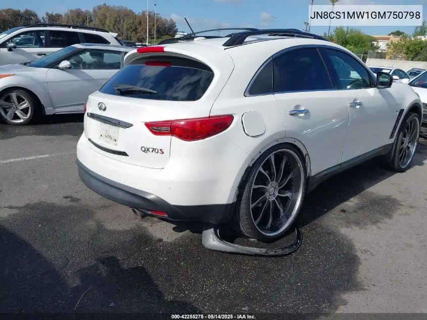 2016 Infiniti Qx70 VIN: JN8CS1MW1GM750798 Lot: 42255275