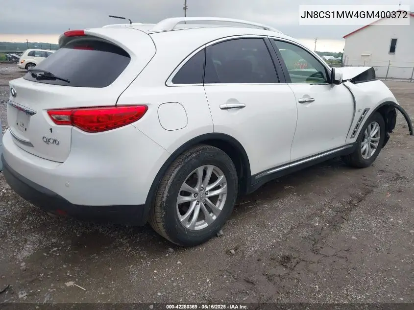 2016 Infiniti Qx70 VIN: JN8CS1MW4GM400372 Lot: 42280369