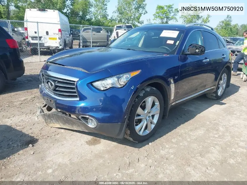 2016 Infiniti Qx70 VIN: JN8CS1MW5GM750920 Lot: 42461404