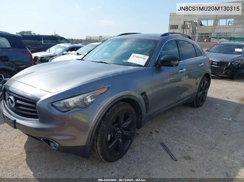 2016 Infiniti Qx70 VIN: JN8CS1MU2GM130315 Lot: 42483940