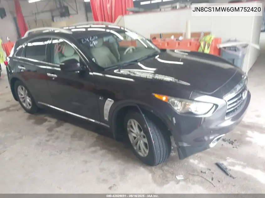 2016 Infiniti Qx70 VIN: JN8CS1MW6GM752420 Lot: 42509091