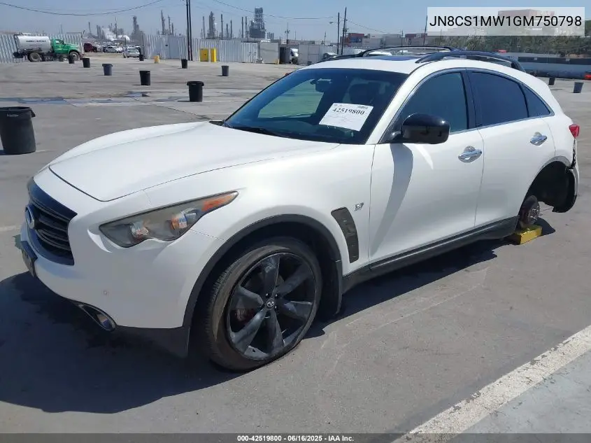 2016 Infiniti Qx70 VIN: JN8CS1MW1GM750798 Lot: 42519800