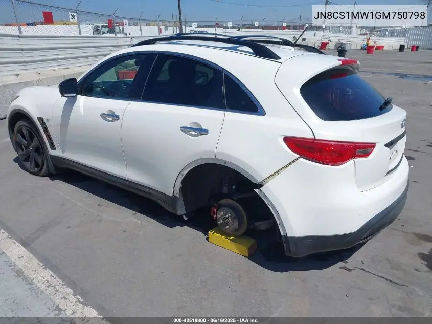2016 Infiniti Qx70 VIN: JN8CS1MW1GM750798 Lot: 42519800