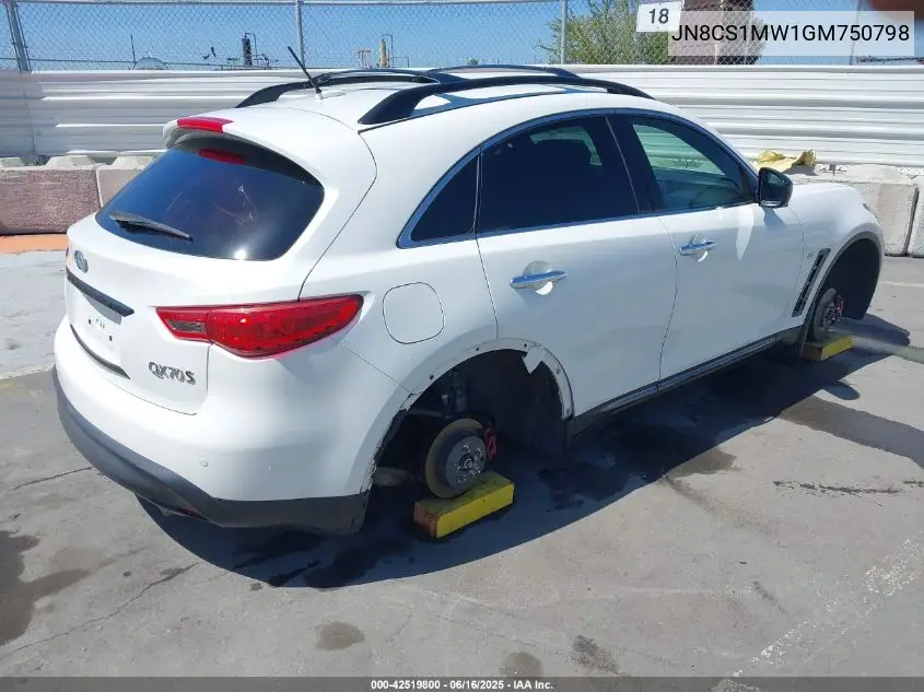2016 Infiniti Qx70 VIN: JN8CS1MW1GM750798 Lot: 42519800