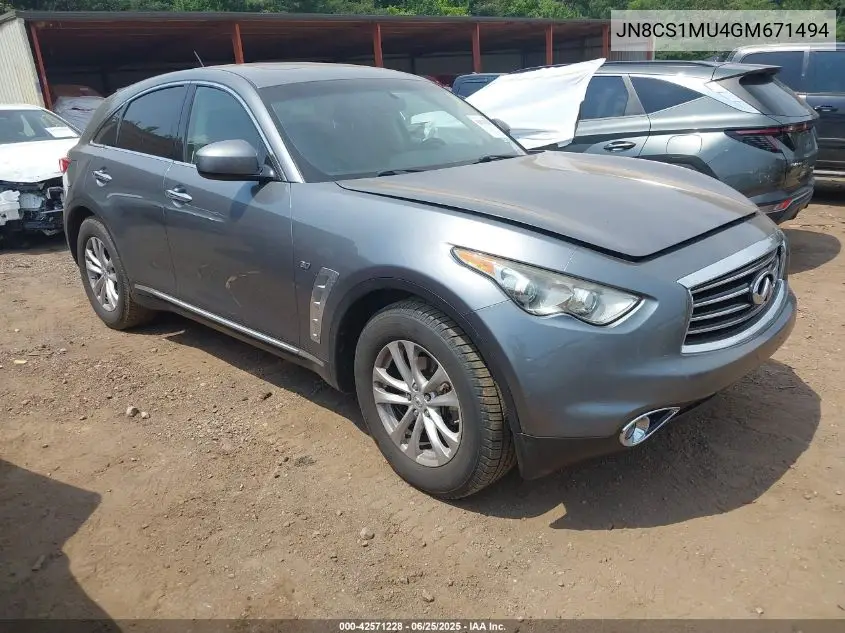 2016 Infiniti Qx70 VIN: JN8CS1MU4GM671494 Lot: 42571228