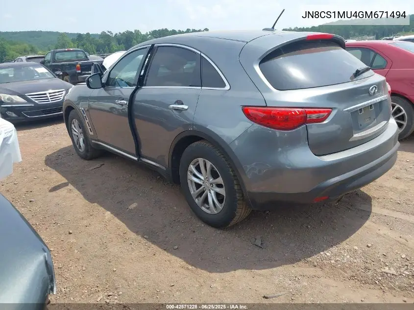 2016 Infiniti Qx70 VIN: JN8CS1MU4GM671494 Lot: 42571228