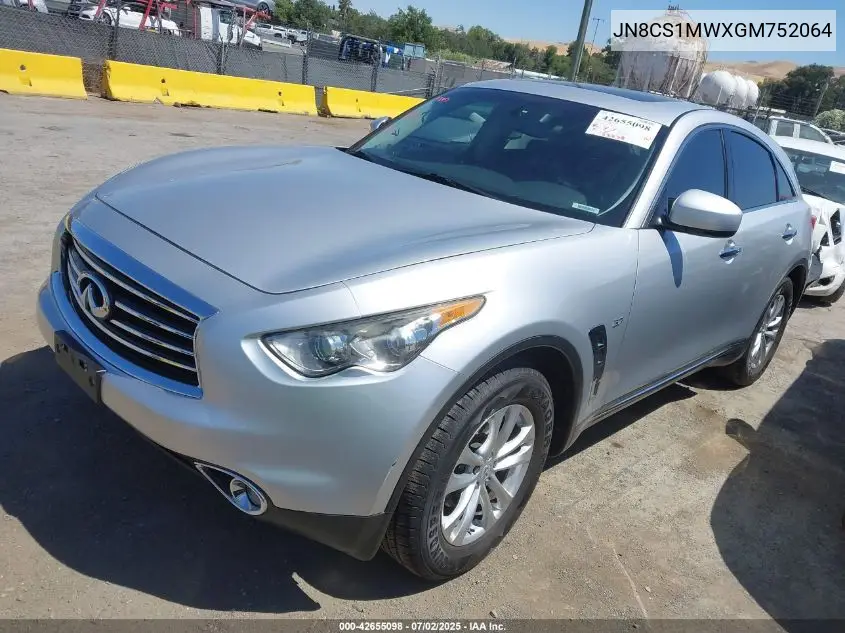 2016 Infiniti Qx70 VIN: JN8CS1MWXGM752064 Lot: 42655098
