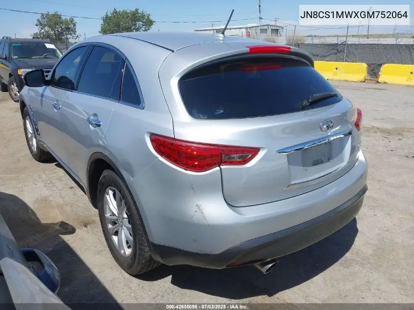 2016 Infiniti Qx70 VIN: JN8CS1MWXGM752064 Lot: 42655098