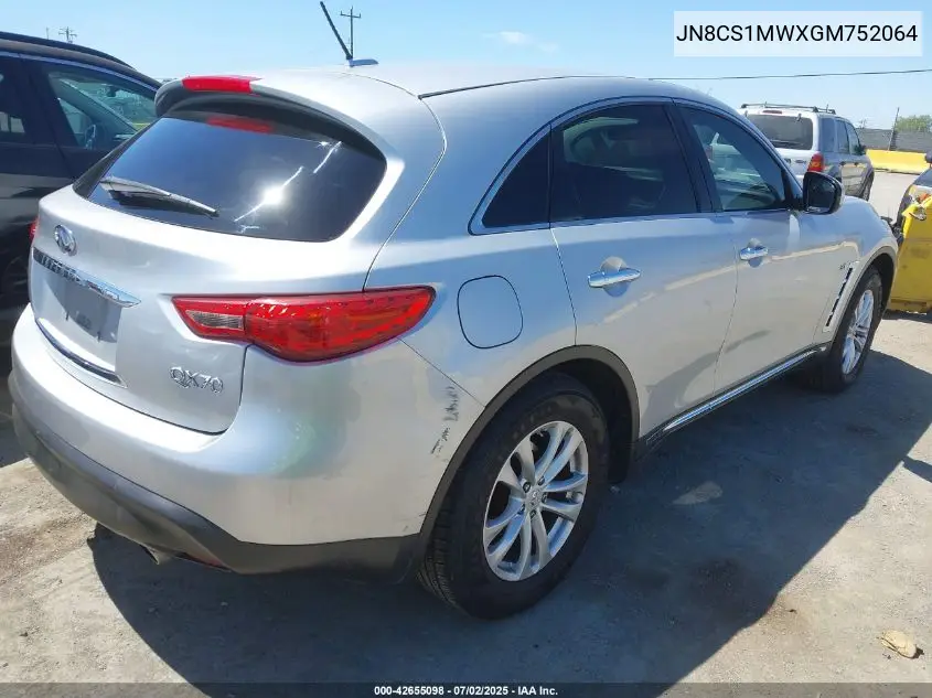 2016 Infiniti Qx70 VIN: JN8CS1MWXGM752064 Lot: 42655098
