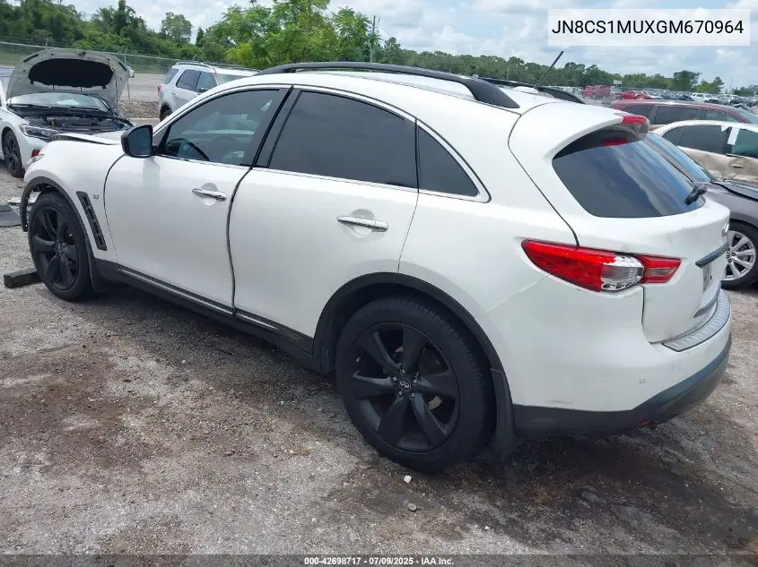 2016 Infiniti Qx70 VIN: JN8CS1MUXGM670964 Lot: 42698717