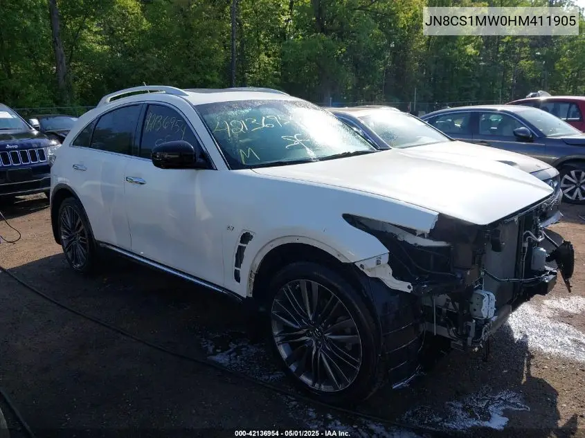 2017 Infiniti Qx70 VIN: JN8CS1MW0HM411905 Lot: 42136954