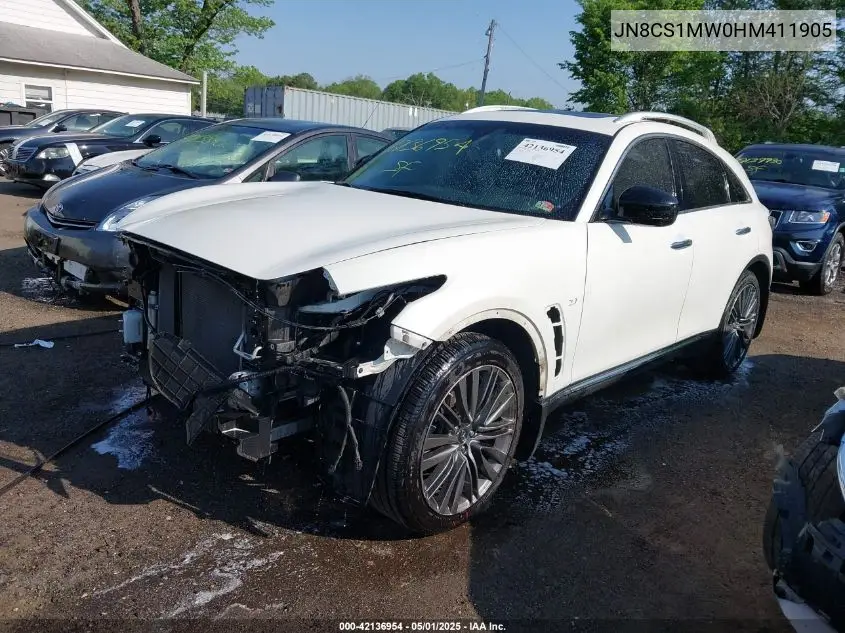 2017 Infiniti Qx70 VIN: JN8CS1MW0HM411905 Lot: 42136954