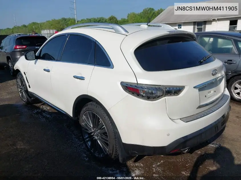 2017 Infiniti Qx70 VIN: JN8CS1MW0HM411905 Lot: 42136954