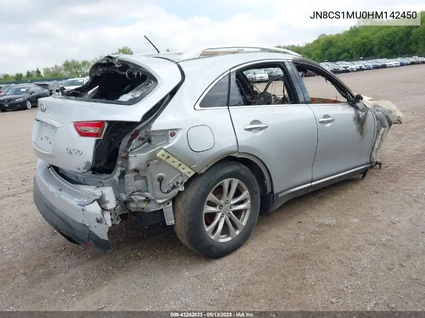 2017 Infiniti Qx70 VIN: JN8CS1MU0HM142450 Lot: 42242833