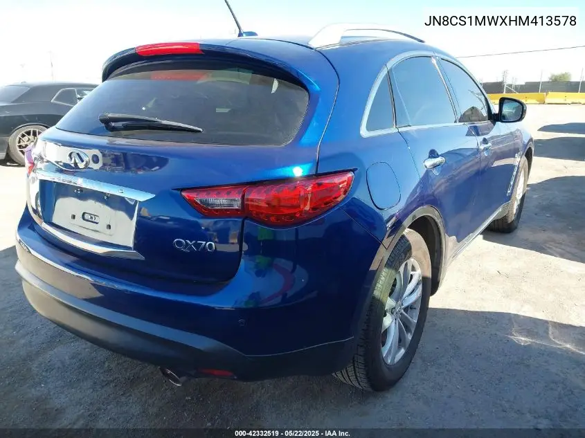 2017 Infiniti Qx70 VIN: JN8CS1MWXHM413578 Lot: 42332519