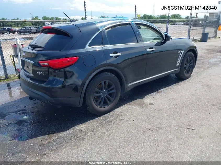 2017 Infiniti Qx70 VIN: JN8CS1MU2HM142840 Lot: 42386798