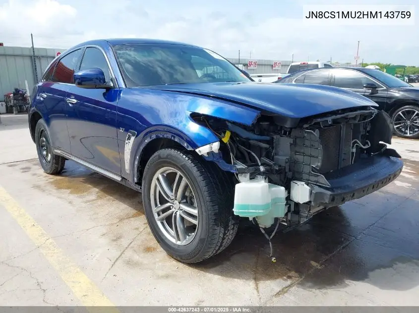 2017 Infiniti Qx70 VIN: JN8CS1MU2HM143759 Lot: 42637243