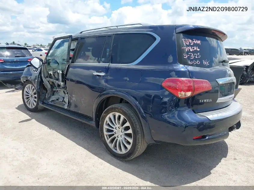 2016 Infiniti Qx80 VIN: JN8AZ2ND2G9800729 Lot: 42235381