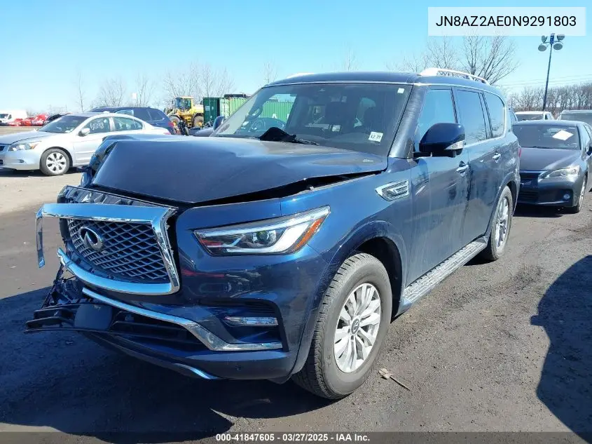 2022 Infiniti Qx80 Luxe Awd VIN: JN8AZ2AE0N9291803 Lot: 41847605