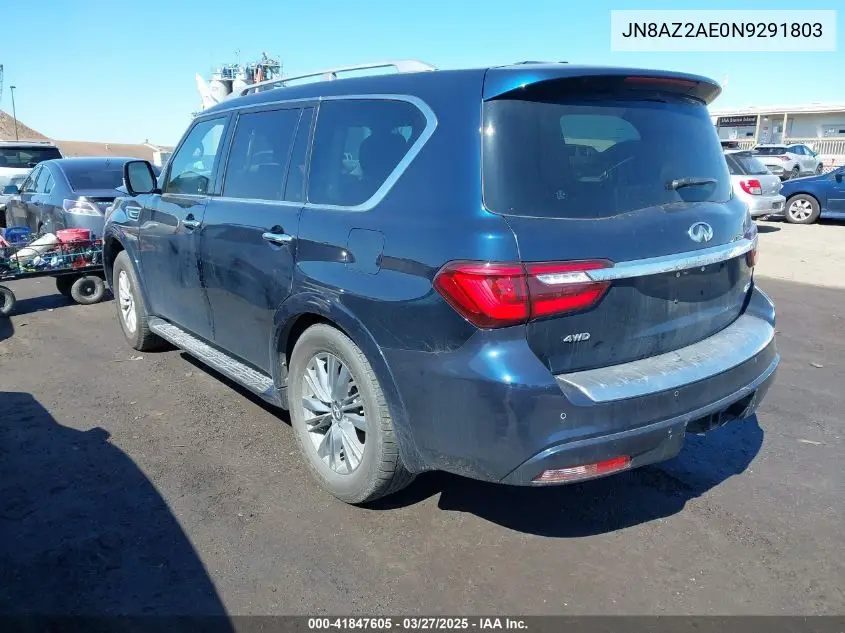 2022 Infiniti Qx80 Luxe Awd VIN: JN8AZ2AE0N9291803 Lot: 41847605