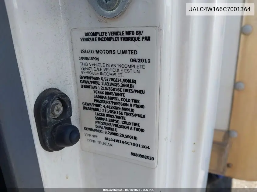 2012 Isuzu Npr Hd Dsl Reg VIN: JALC4W166C7001364 Lot: 42260245