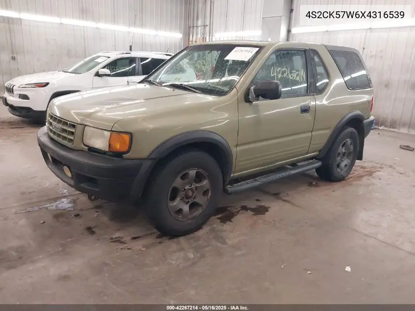 1999 Isuzu Amigo S 3.2L V6 Hard Top/S 3.2L V6 Soft Top VIN: 4S2CK57W6X4316539 Lot: 42267214