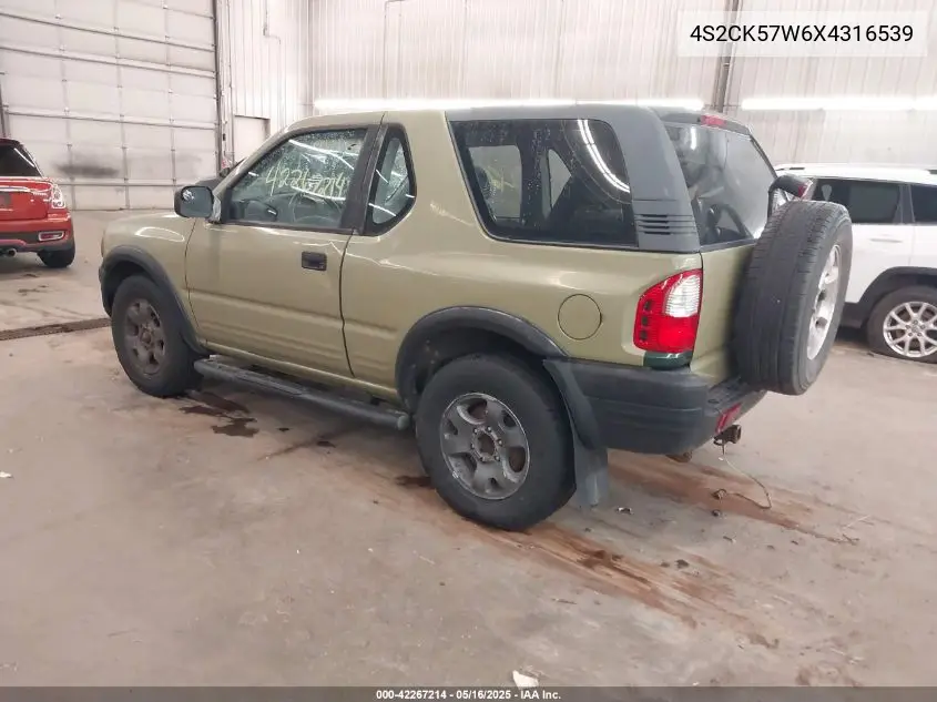 1999 Isuzu Amigo S 3.2L V6 Hard Top/S 3.2L V6 Soft Top VIN: 4S2CK57W6X4316539 Lot: 42267214