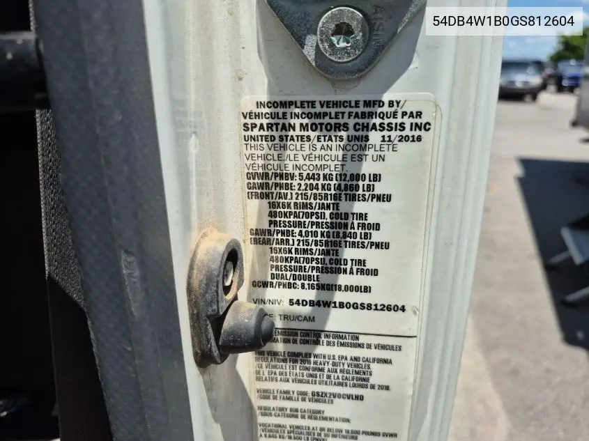 2016 Isuzu Npr VIN: 54DB4W1B0GS812604 Lot: 42672772