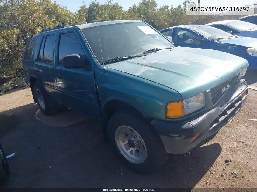 1995 Isuzu Rodeo S/Ls VIN: 4S2CY58V6S4316697 Lot: 42103936