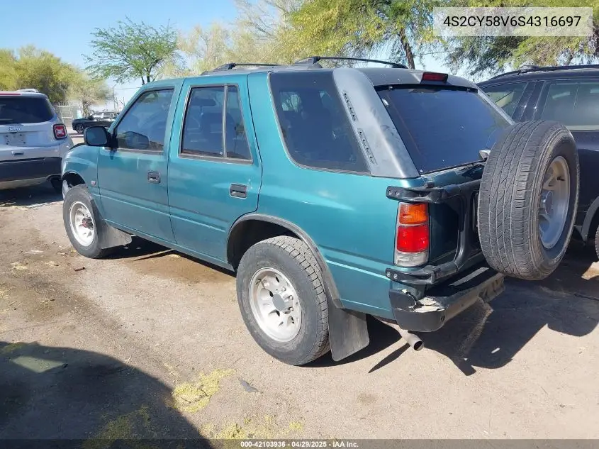 1995 Isuzu Rodeo S/Ls VIN: 4S2CY58V6S4316697 Lot: 42103936