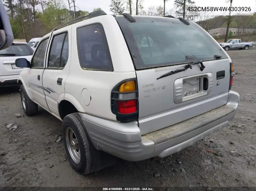 1998 Isuzu Rodeo Ls/S VIN: 4S2CM58W4W4303926 Lot: 41908569