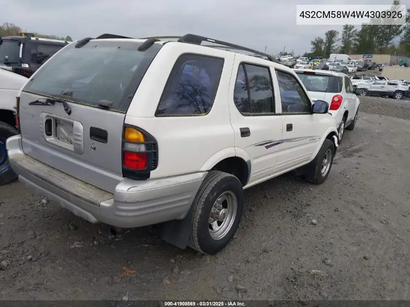 1998 Isuzu Rodeo Ls/S VIN: 4S2CM58W4W4303926 Lot: 41908569