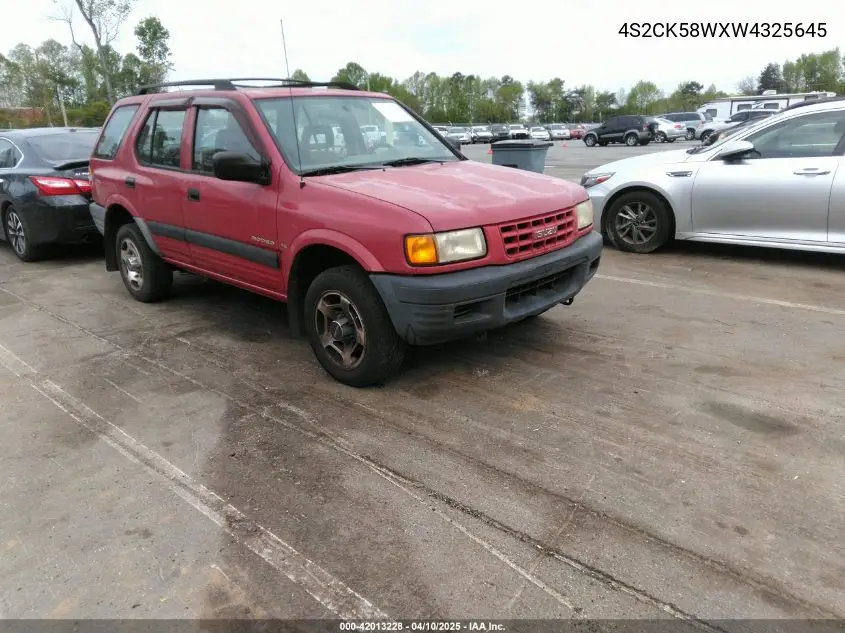 1998 Isuzu Rodeo VIN: 4S2CK58WXW4325645 Lot: 42013228