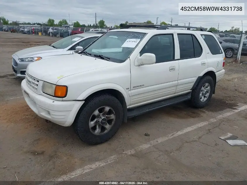 1998 Isuzu Rodeo Ls/S VIN: 4S2CM58W0W4331738 Lot: 42074562