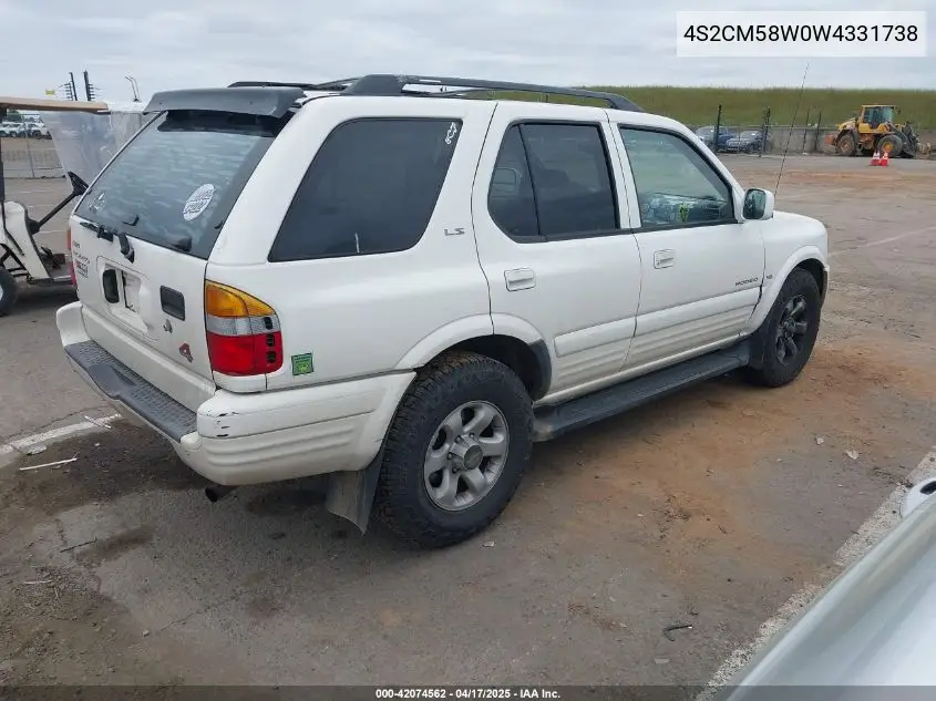1998 Isuzu Rodeo Ls/S VIN: 4S2CM58W0W4331738 Lot: 42074562